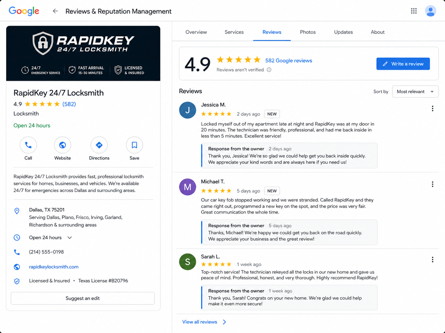 Reviews and Reputation Management
