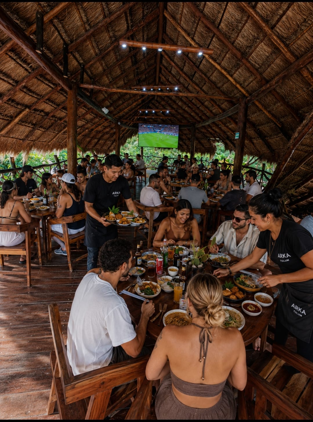Lunch service under the palapa at Olea India